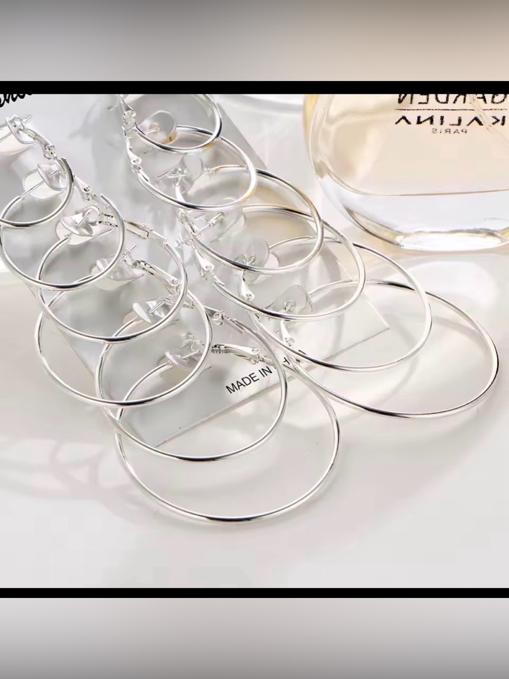 New 6 Pairs Set Hoop Circle Fashion Earrings Jewelry Silver Color - Picture 3 of 5